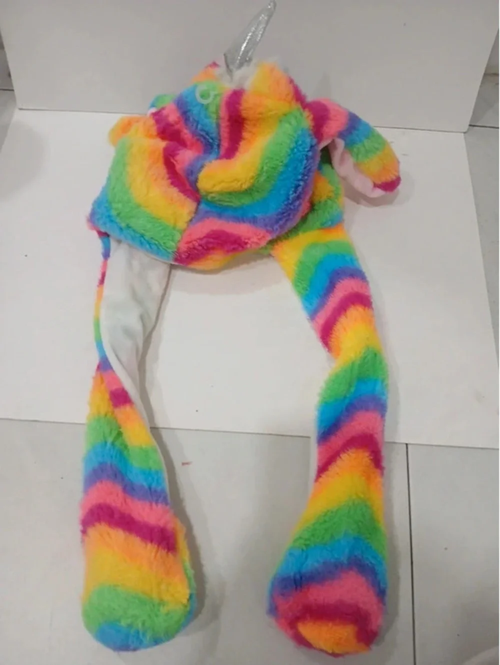 Rainbow unicorn plush hat